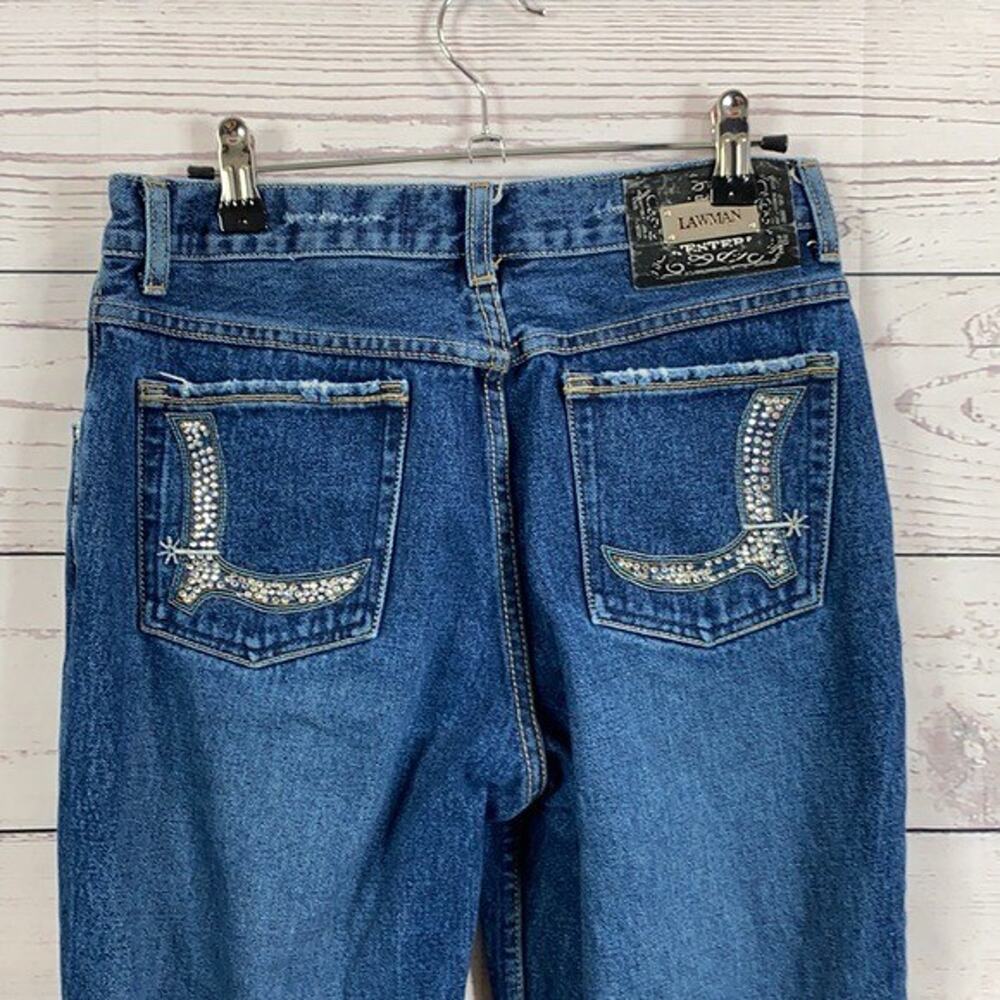 Vintage Lawman Jeans Womens 5 Blue Embellished Western Cowgirl Mom High Rise
